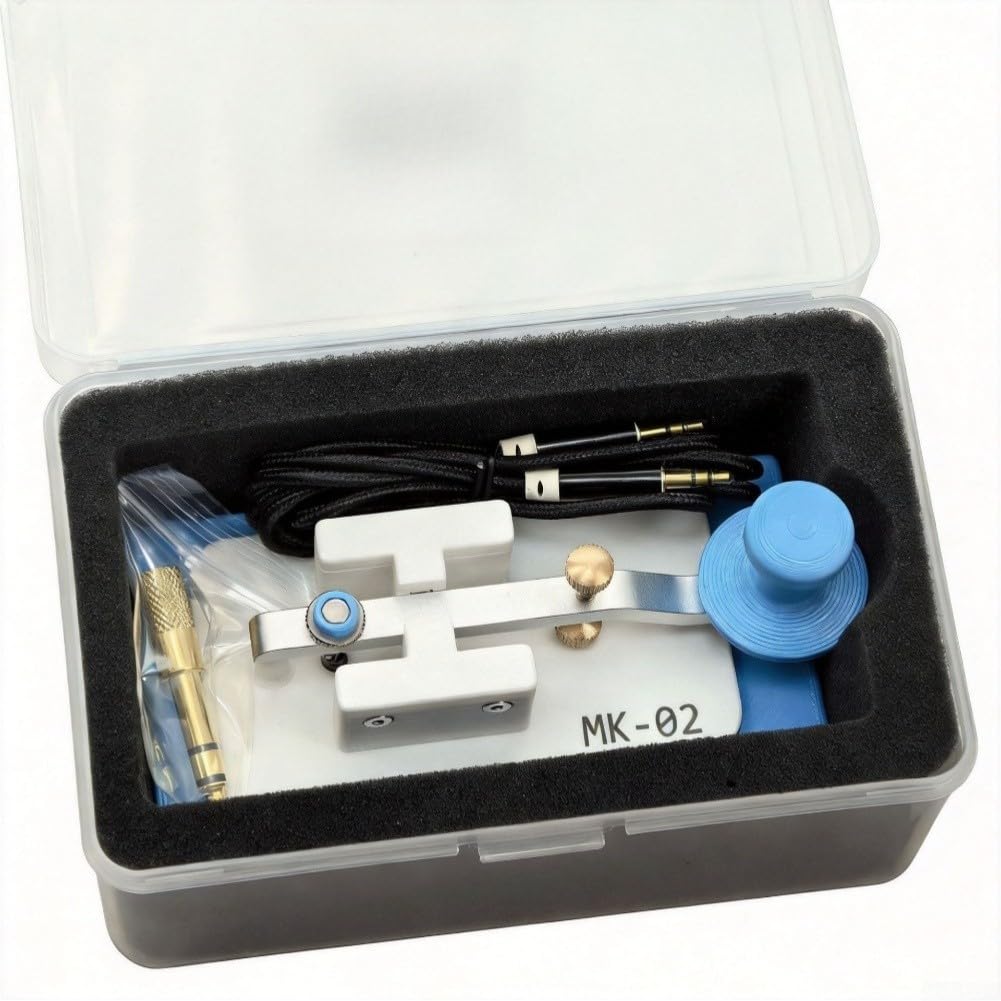 Paleta doble para radio aficionada, cuerpo ligero de ABS con marco de aleación, entrenador portátil compacto para operaciones de radio QRP de 14 x 7,5 cm (azul)