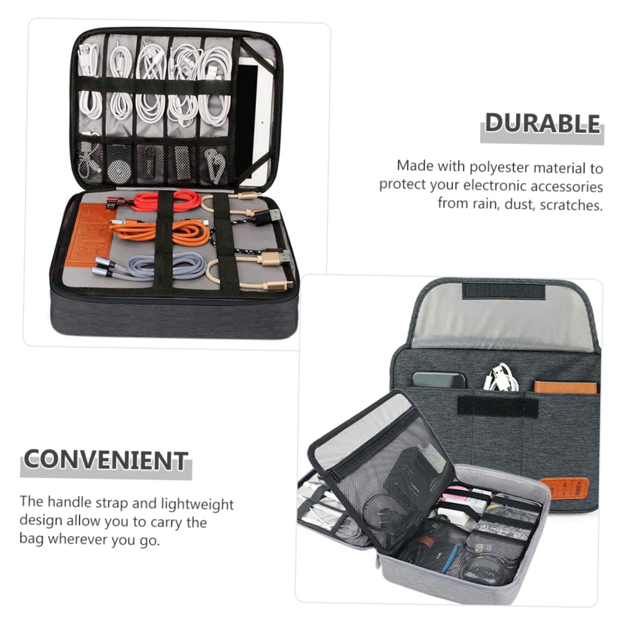 Angoily Organizer per Cavi da Esterno Strati Custodia per Dispositivi Elettronici e Digitali Borsa per Organizzare Cavi Accessori e Dispositivi Vari Spazio di Archiviazione Ampio