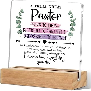 Pastor Gifts Acrylic Sign, Best Pastor Gift Preacher Gift Appreciation Gifts Decorative Acrylic Plaque with Stand Desk Decor, Shelf Cubicle Table Decor for Office Home Living Room Decoration
