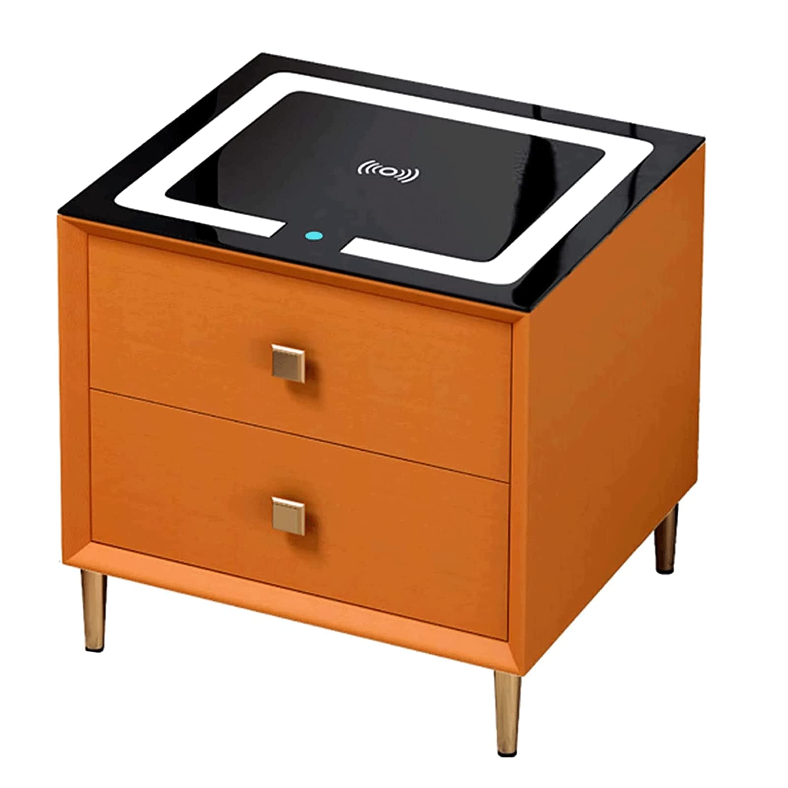 Bedside Tables Smart Nightstand Wireless Charging Bedside Table With 2 Drawers Bedside Cabinet Sensor Led Bedroom Bedside Dresser,Blue-40 * 40 * 47Cm,Orange-40*40*47Cm,Orange-40*40*47Cm