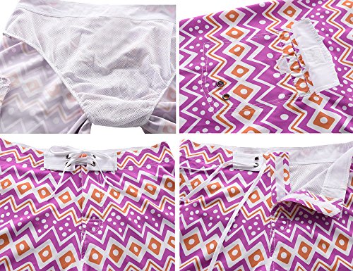 Image of unitop Men's Bathing Board Trunks Beach Shorts Holiday Hawaiian Colorful Striped