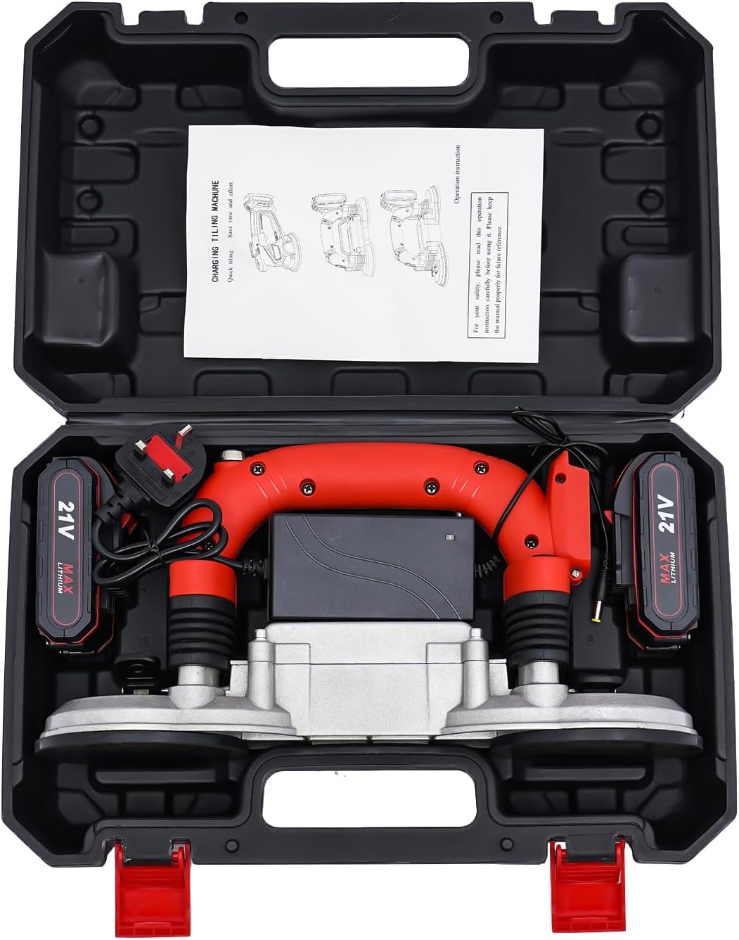 Utensile vibrante per piastrelle da 180 W, macchina per la posa di piastrelle con doppia ventosa, piastra per piastrelle manuale a 6 velocità, per la ristrutturazione della casa