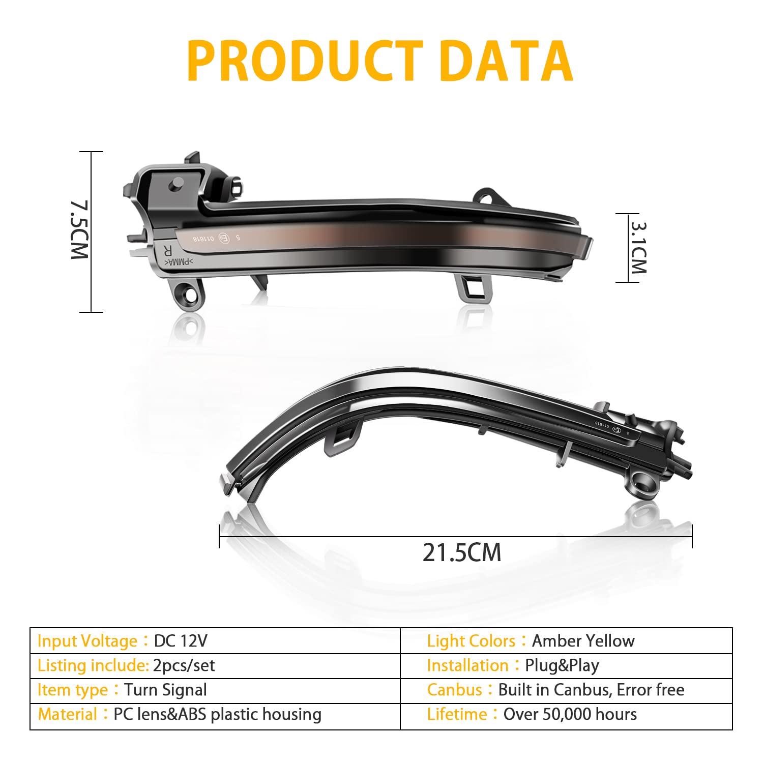Indicatori di Direzione Per F20 F21 F22 F23 F30 F31 F32 F33 F36 X1 E84 i3 M2 F87 Indicatore Laterale Dinamico Indicatore di Direzione Luce Indicatore Sequenziale Dello Specchio Ambra, 2 Pezzi
