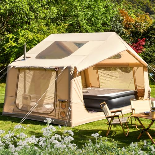 Carpa Inflable Camping 10 Personas 4 Estaciones Beige
