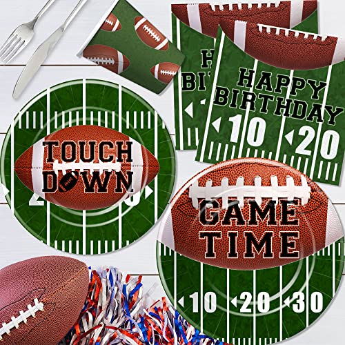 Apowbls Football Plates And Napkins Party Supplies For Birthday - Football Birthday Decorations Dinnerware, Dinner Plates, Dessert Plate, Cups, Napkins, Super Bowl Birthday Party Supplies | Serve 24 #TOP3