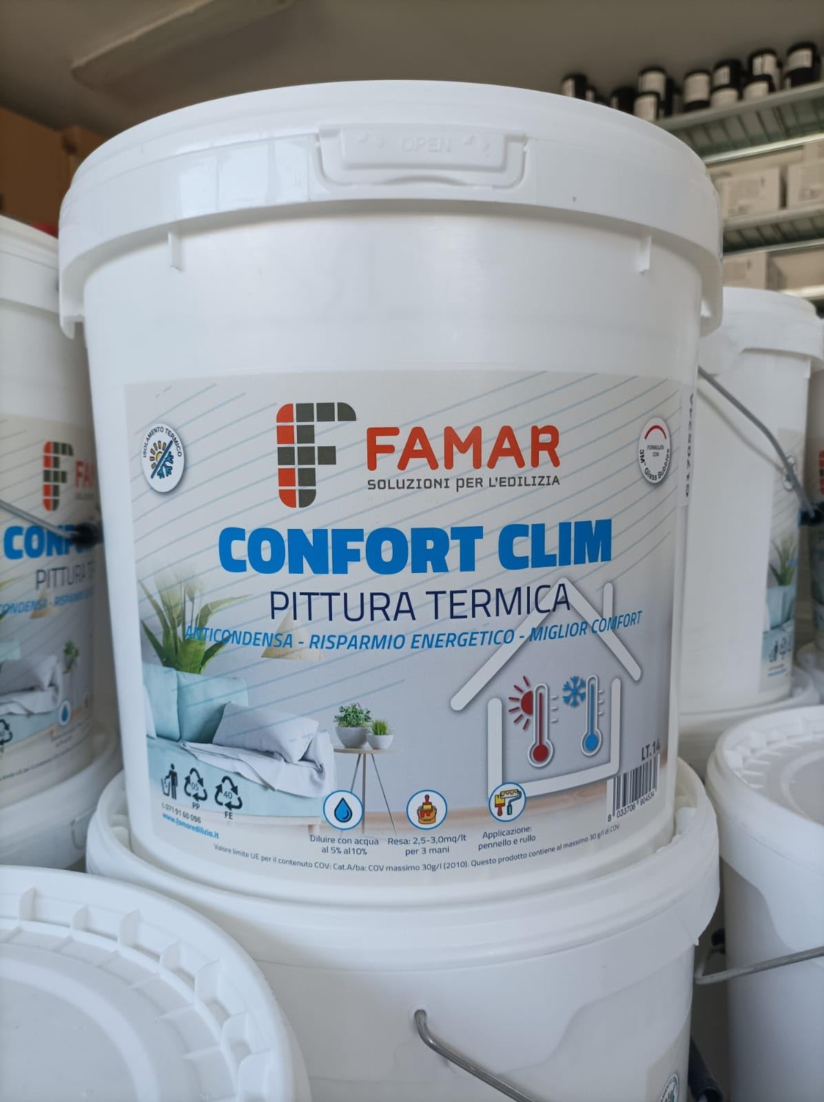 Generico Idropittura Termica Anticondensa Termoisolante per interni - 14 L - Bianco - Pittura con microsfere di vetro antimuffa