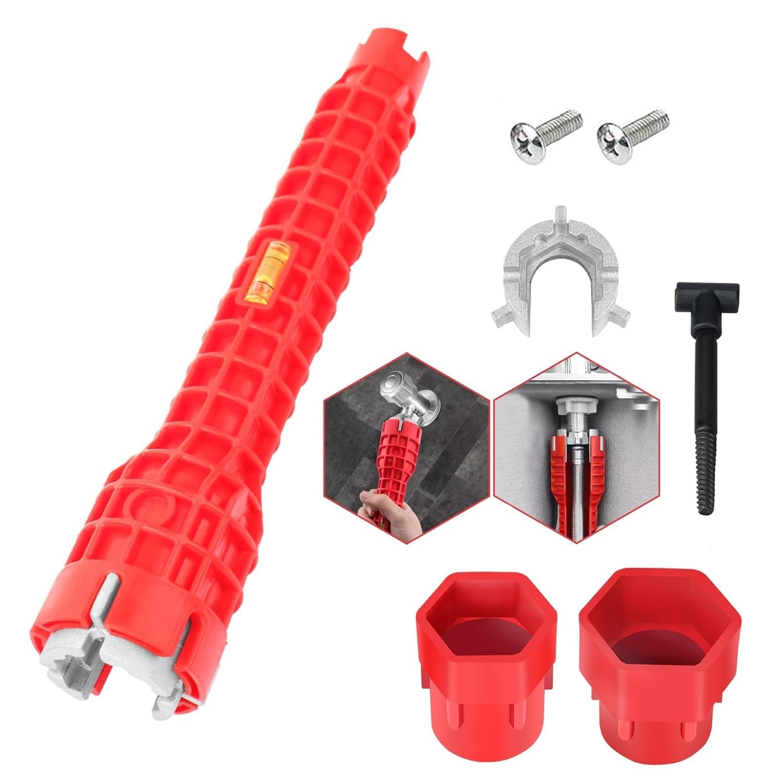 QXCFTW 8 in 1 Multifunctional Tap Spanner, Tap Spanner for Tight Space Kitchen Drain Tub Removal nut Plumbing Plumber