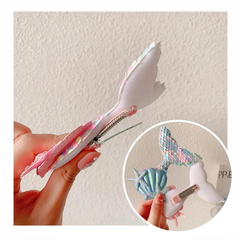 HawZeerLy 6PCS Shiny Mermaid Clips Mermaid Tail Hair Clips Kid's Glitter Bangs Clip Hair Accessories Cute BB Barrettes Hair Accessories for Girls Toddlers Kids Children - Image 3