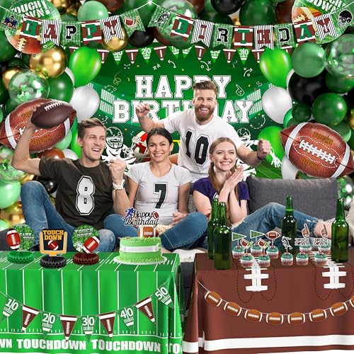 Football Birthday Party Decorations Superbowl Football Party Decoration Supplies Include Balloon Arch Kit Birthday Banner Backdrop Touchdown Tablecloth for Football Game Day Tailgate Party - Image 7