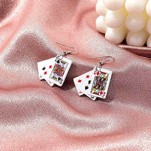 Personality Poker Dangle Earrings Metal Alloy Game cards Simulate Cool Funny Earrings for Women4