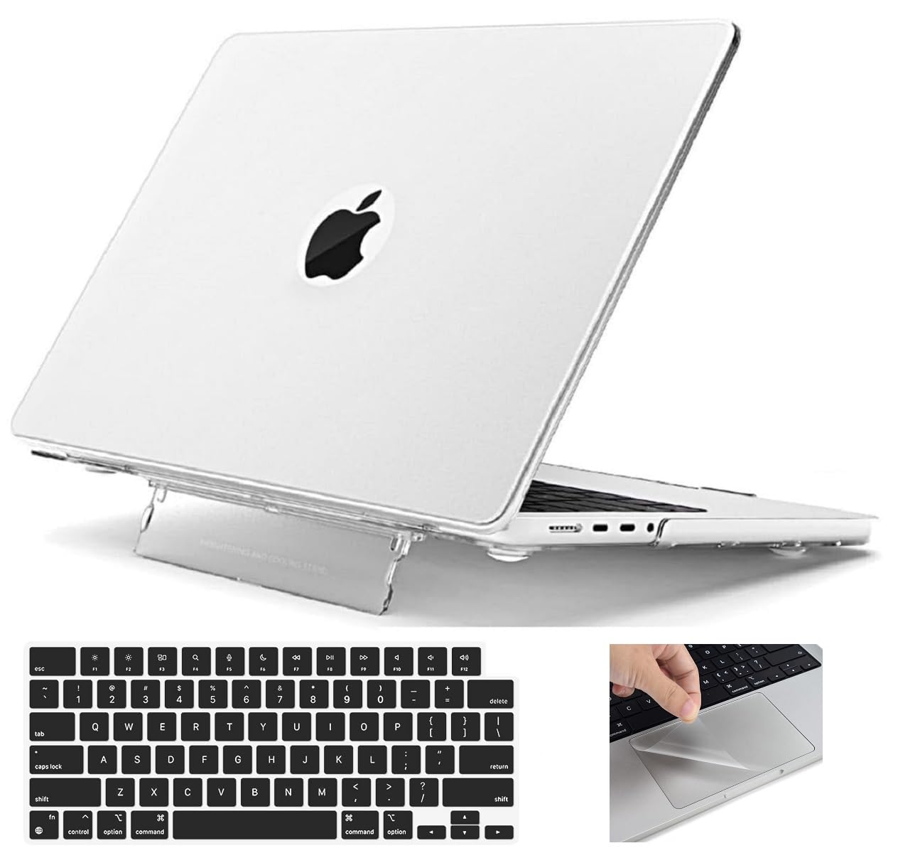 MidkartPlastic Case with Stand Compatible with MacBook Air 13.6 Inch with Liquid Retina Display & Touch ID Model M2 A2681 Release 2022 2023, Matte Transparent