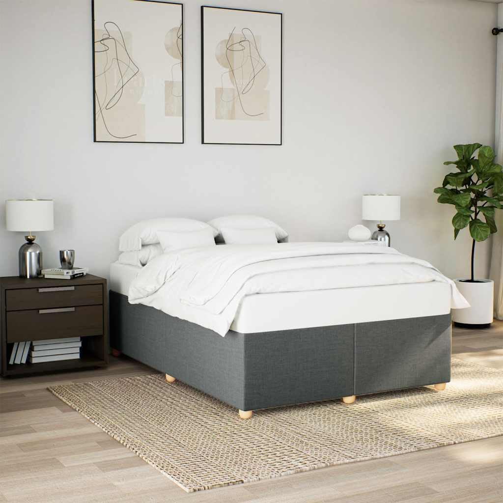 Dark Gray Full Size Fabric Bed Frame with Sturdy Slatted Platform, Heavy-Duty Durable Frame, Easy Assembly, No Box Spring Needed, Modern Minimalist Bedroom Foundation for Mattress Support