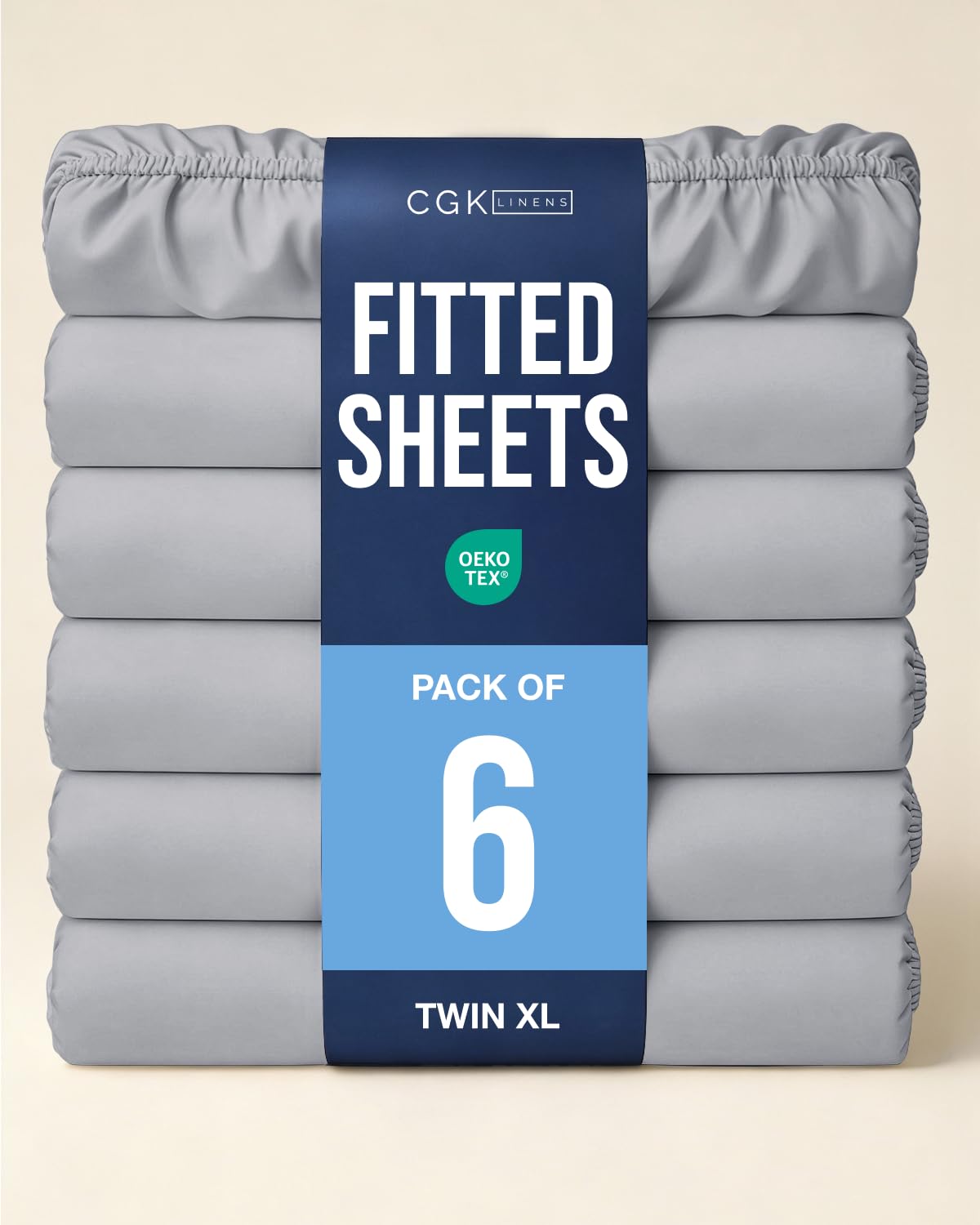 Twin XL Fitted Sheet - Pack of 6 College Dorm Essentials - Steel Blue