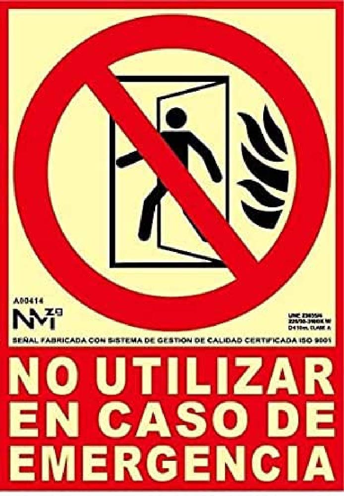 Normaluz A00414 – Non-Use Luminescent Sign Class A PVC 1mm 21 x 30 mm with CTE, RIPCI and Suitable for New Legislation