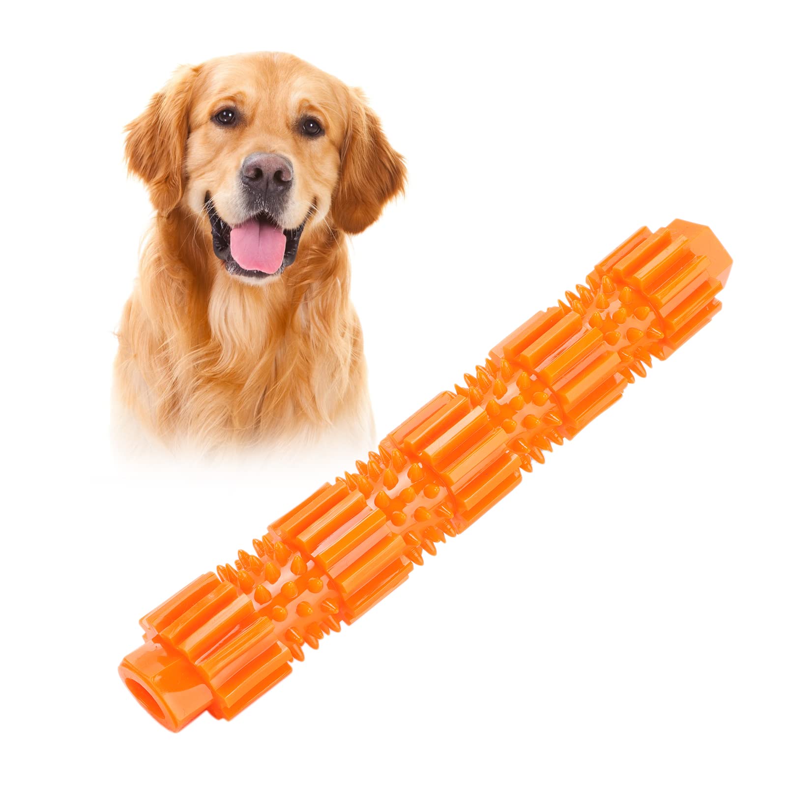 Juguete de Limpieza de Dientes de Perro, Juguete de Hueso de Perro Interactivo Seguro Y Duradero Duros Juguetes Morder para Perros， para Cachorro de Perros pequeños medianos y Grandes(L, Naranja)