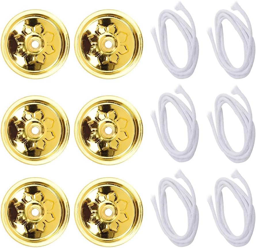 COHEALI 6-Pack Wick Holders with Cotton Wicks, Metal Alloy Oil Lamp Floats for Indoor Oil Lamps, Kerosene Replacement Parts, Emergency Lighting & Candle Making Accessories, Silver