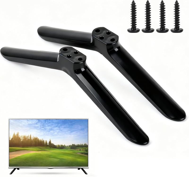 2 PcsTV Feet Replacement, Universal TV Stand Base Feet for TVs, Universal TV Base Legs Stands for Most 24 32 40 49 50 55 Inch Flat Screens, Supports LCD/LED/OLED TVs(Black), with Screws