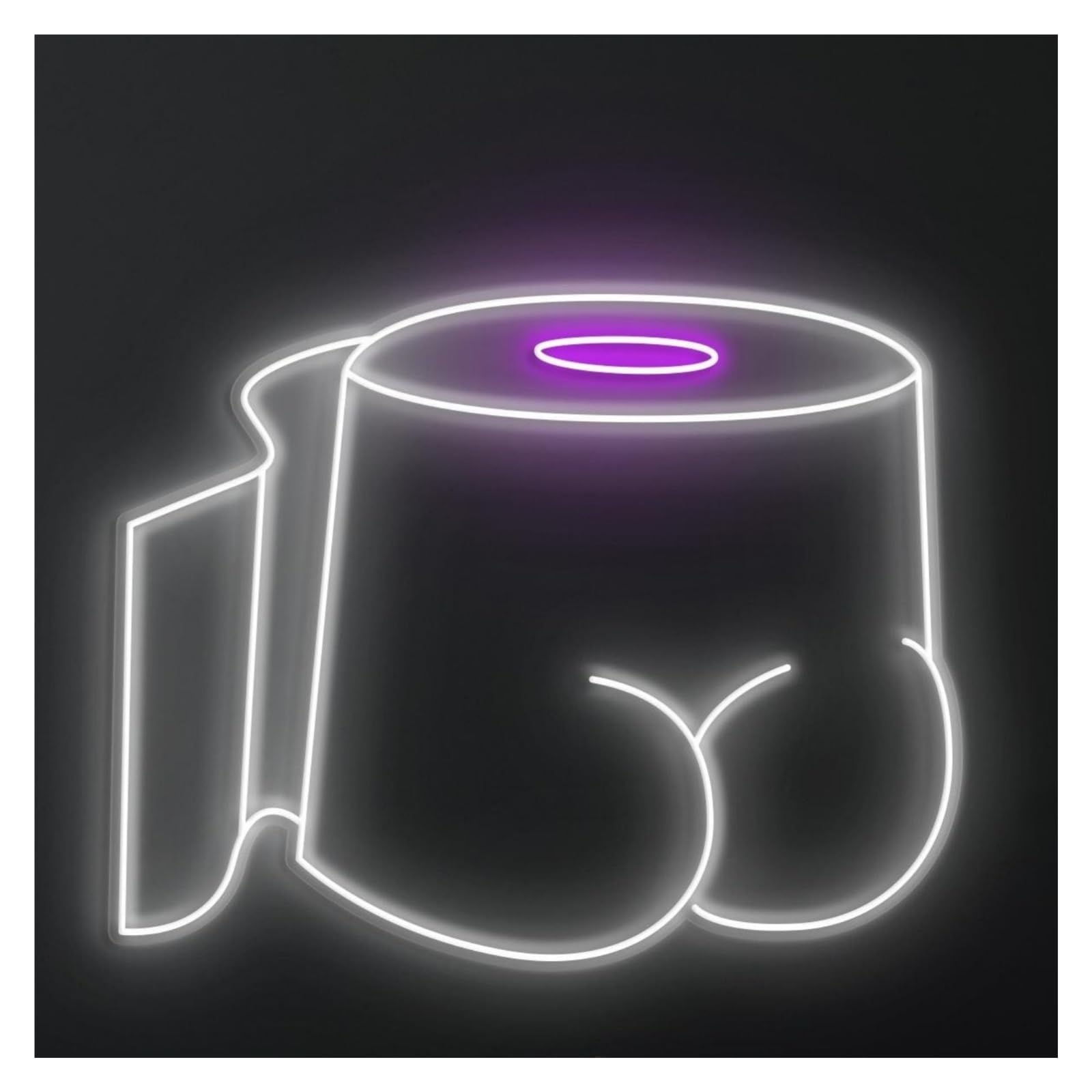 Hanging Art Neon Signs ToiletPaper Butt Neon Sign, Suitable For Shop Toilet Decor With Brightness Adjustable 46cm