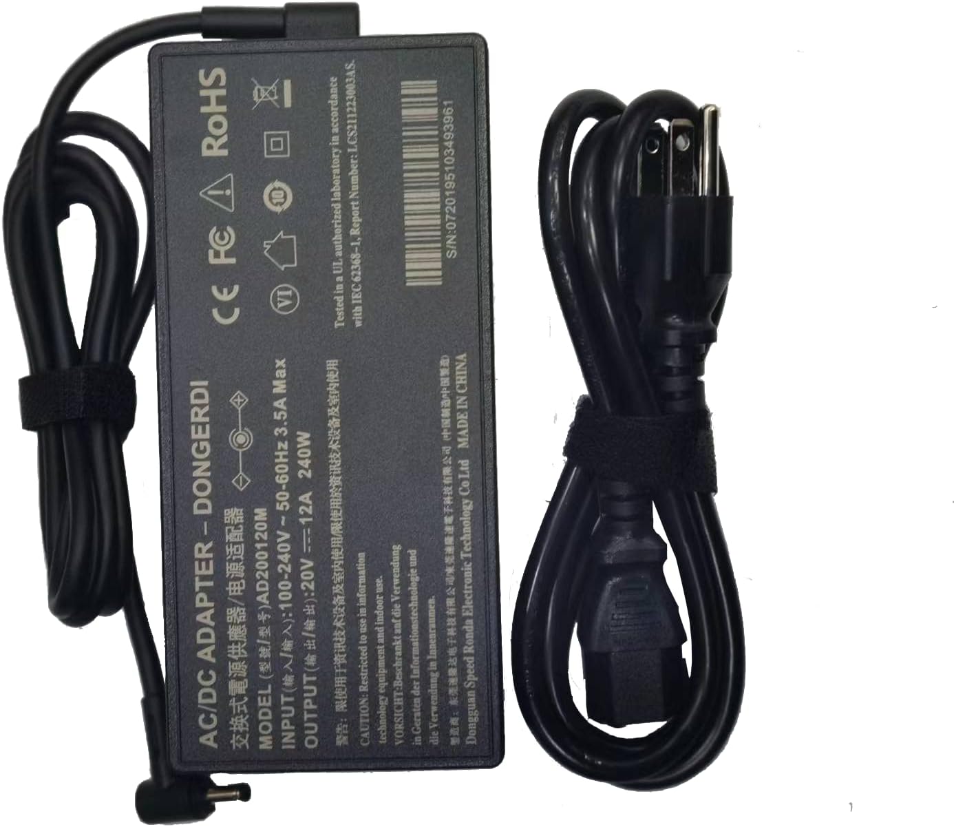 240W 20V 12A 4.5x3.0mm Laptop Charger for MSI Delta 15 15
