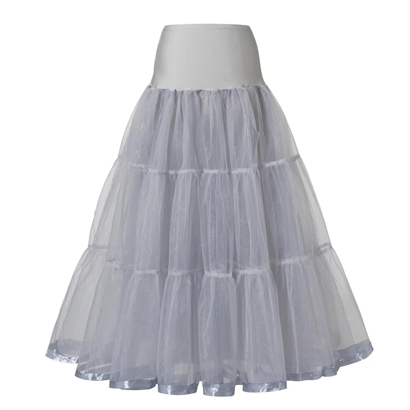 Jupon Robe De MariéE Jupon à Volants de 98 cm de Long, Crinoline, Vintage, for Robe de mariée, sous-Jupe, Tutu, balançoire, avec Bordure en Ruban(Grey,S-M)