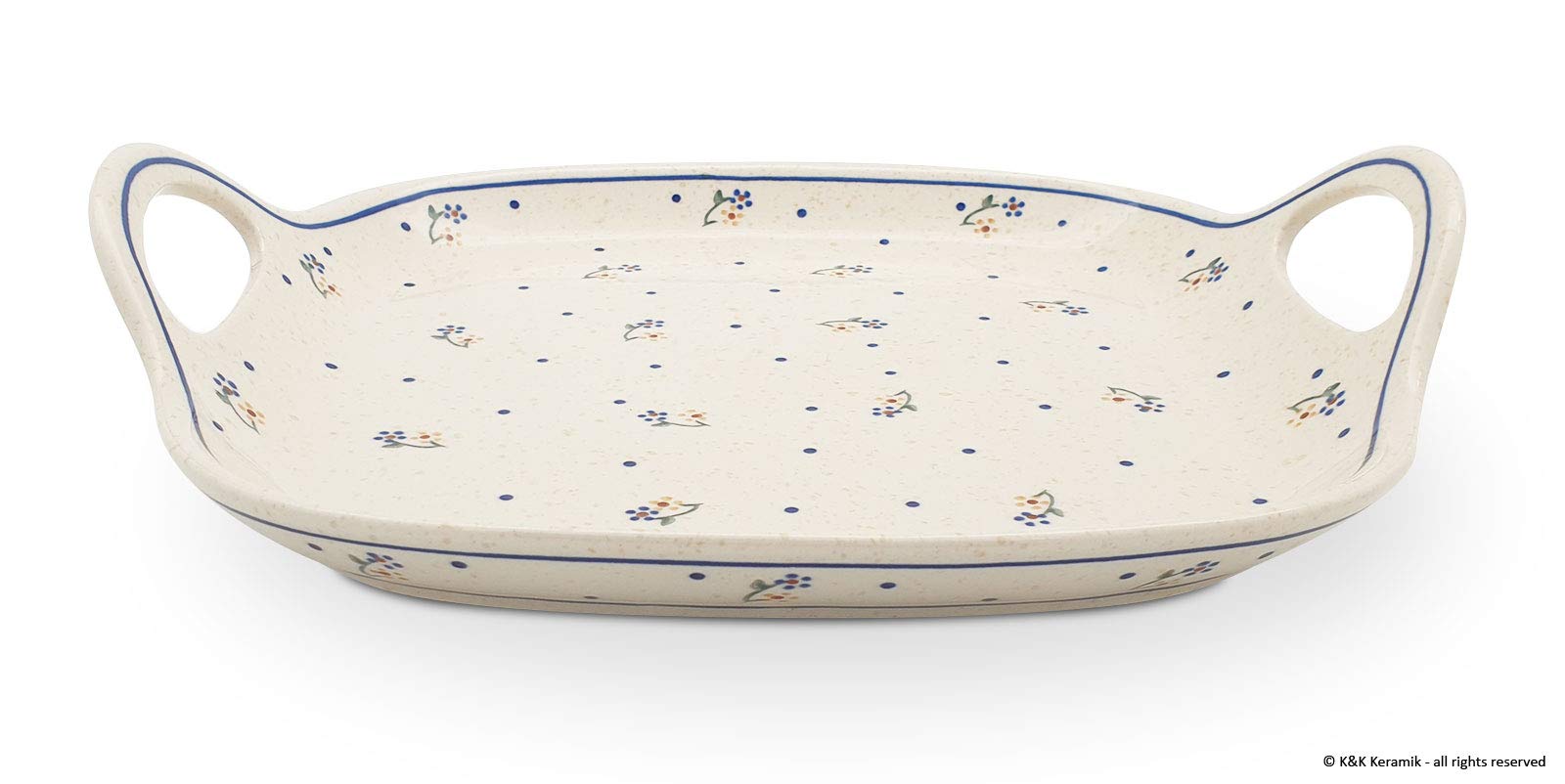 Plat de service Bunzlauer keramik assiette rectangulaire à anses motif 111