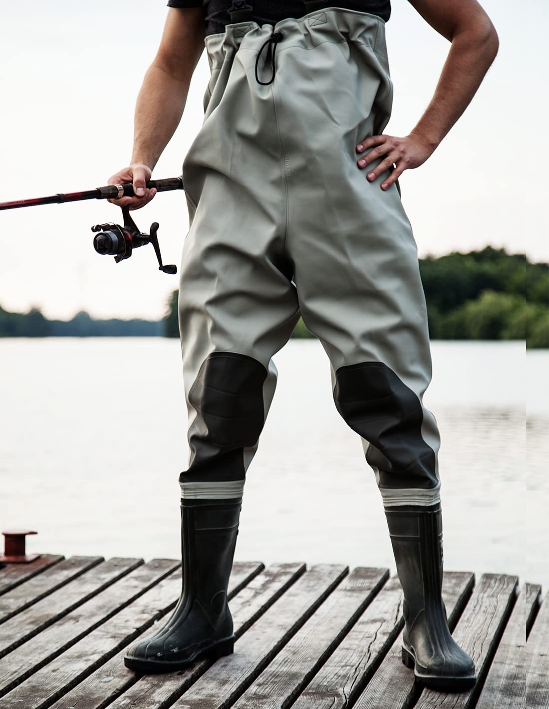 PROS Pantaloni da pesca con ginocchia rinforzate, impermeabili