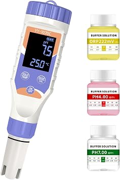 7-in-1 Digital Pool Salt Tester | pH, ORP, Chlorine TDS, EC, Temperature Meter for Saltwater Pools, Hot Tubs, Spas, Aquariums,