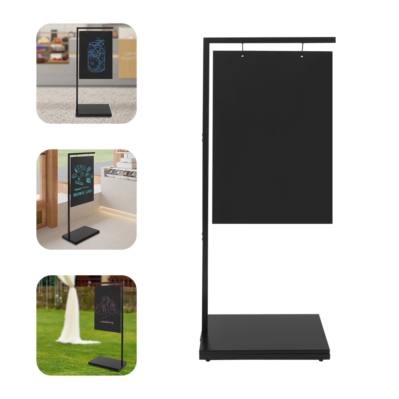 Pizarra de tiza, 38 x 30 x 110 cm, grande, de pie, cartel exterior para cafetería, cartel portátil de doble cara para colocar mensajes publicitarios
