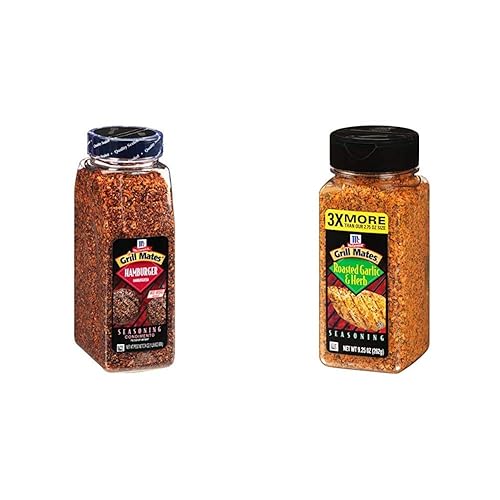 McCormick Grill Mates - Condimento para hamburguesas, 24 onzas y condimento de ajo asado y hierbas, 9.25 onzas (paquete de 1)