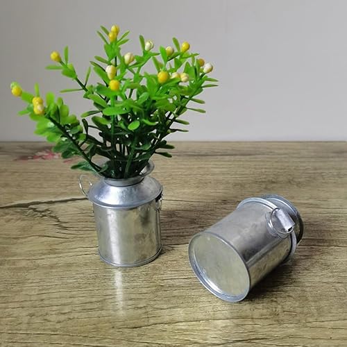 Miniatura 3 de GANAZONO Jarrón de metal galvanizado para leche, 3 piezas, estilo retro, para el hogar, cocina, sala de estar, casa de campo, paisaje, decoración de