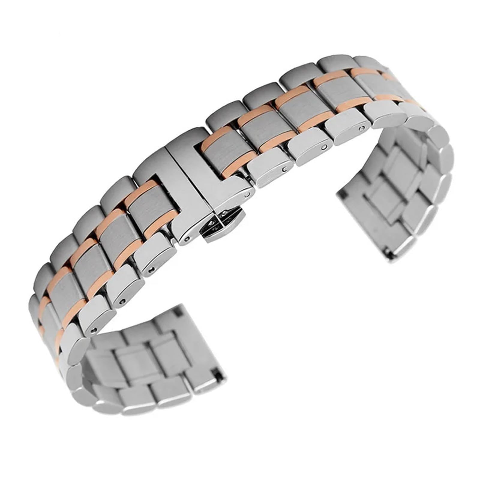 HuanJ Bracelets De Montre 14 16 17 18 19 Mm 20 21 Mm 22 Mm 23 24 26 Mm Bracelet De Montre De Rechange En Acier Inoxydable À 5 Maillons Avec Boucle Papillon