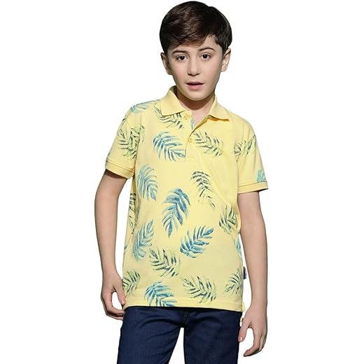 Cotton Blend Floral Polo Shirt Yellow 13-14 Years