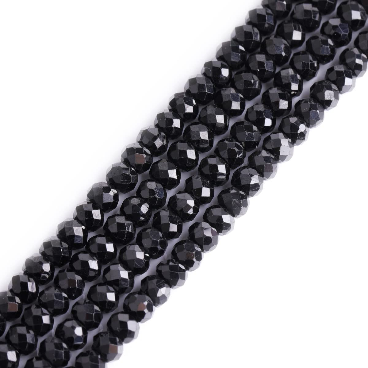 Gem-Inside 3x5mm Black Spinel Faceted Rondelle Stone Natural Gemstone Heishi Spacer Beads for Bracelet Necklace Jewellery Making DIY Craft Project Strand 15"