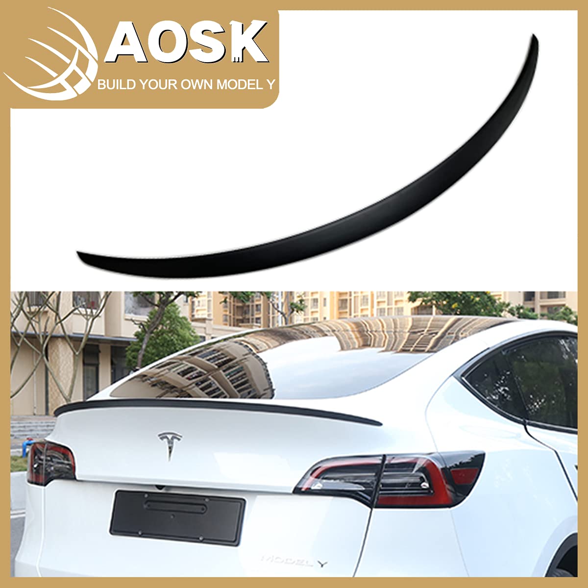 AOSK for Tesla Model Y Rear Spoiler Wings ABS for 20202021 Tesla Model
