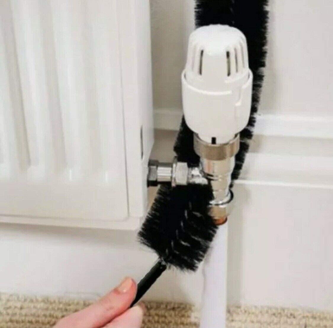 Rskgoods Black Long Reach Flexible Radiator Heater Cleaning Brush Dust Cleaner 78Cm