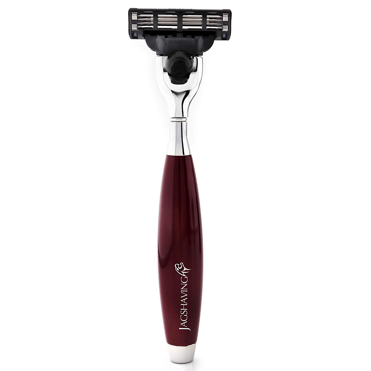 JAG SHAVING Synthetische Haarbürste Dreikant Rasierklingen Set mit Stahlschale und Ständer passend für beide Herren und Damen