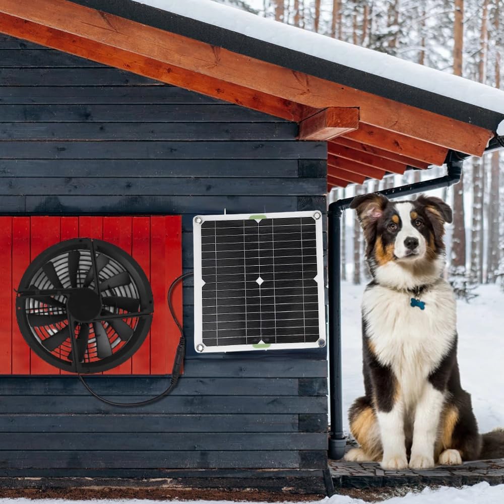 Haofy Solar Panel Fan Kit, 10in 100W Solar Powered Fan with Solar Panel, Solar Exhaust Fan for Small Chicken Coops Sheds Crawl Space Pet Houses Window Exhaust