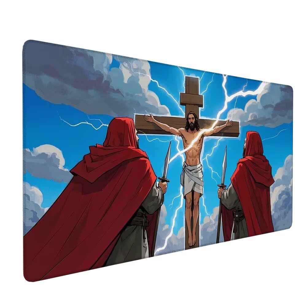 Attraverso Tappetino Mouse XXL 1000x500x3mm, Gaming Tappetino Mouse Cristo Mousepad con Base in Impermeabile Gomma Antiscivolo per Tastiera, PC, Computer Ufficio Idea Regalo per Festa del Papà X-962