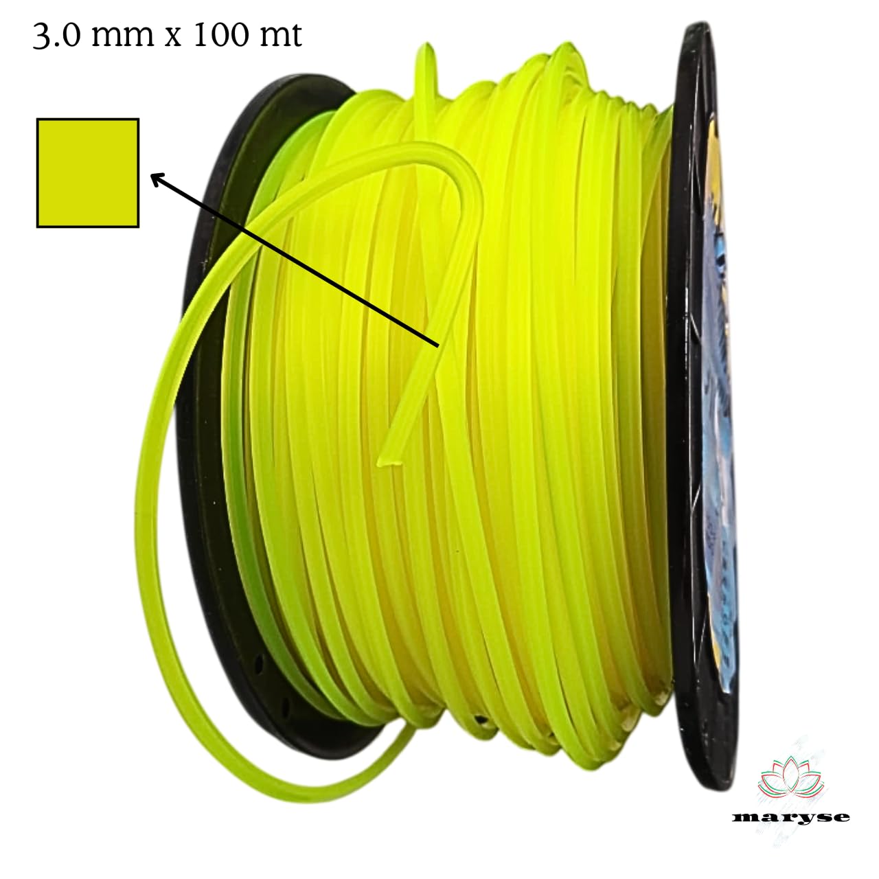 maryse Filo di Ricambio in Nylon Universale per decespugliatore e Tosaerba - Elevata Durata e Prestazioni ottimali nelle attività di decespugliamento (3mm x100 mt Quadrato)