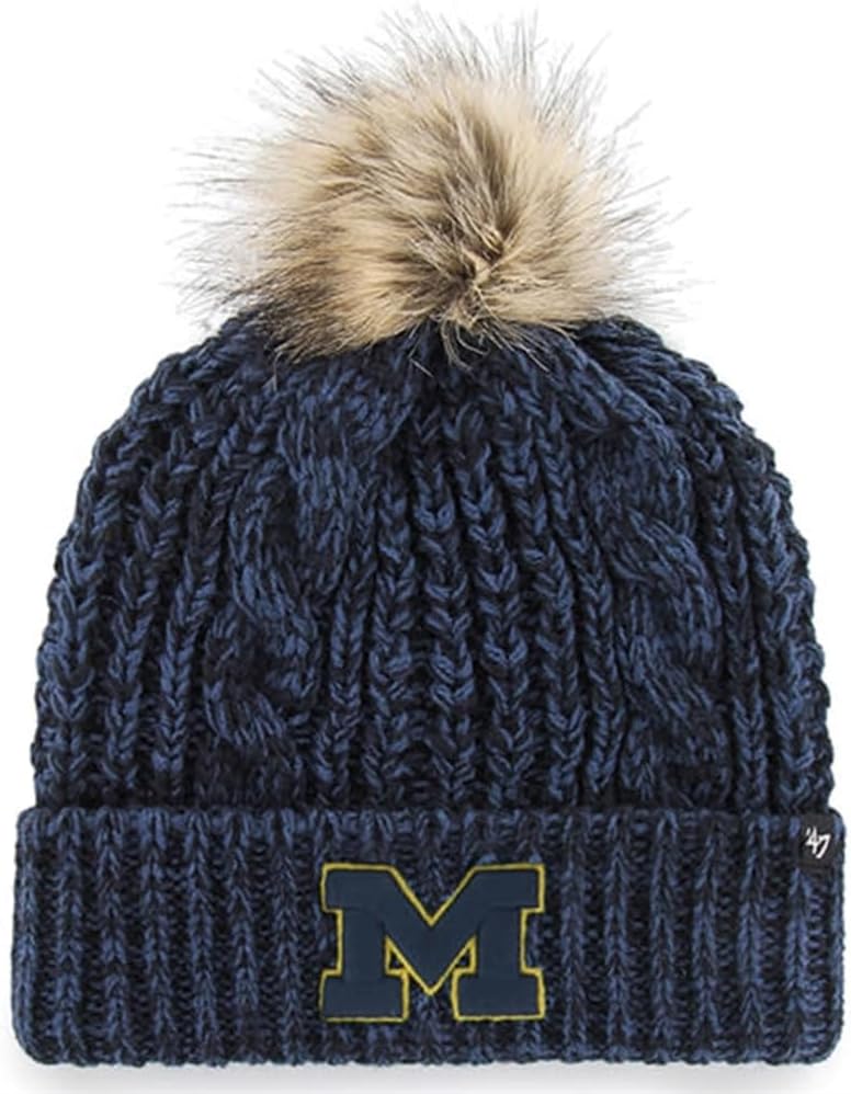 Michigan Wolverines Womens Meeko Pom Knit - Navy