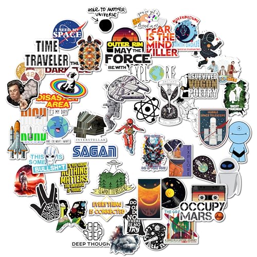 Image of WallDesign Space & Science Sticker Collection: 53 Laminated Stickers for Mobile, Laptop, Personalizing and Gifting! Durable, Hi-Quality Print for Astronomy Lovers-Self-Adhesive