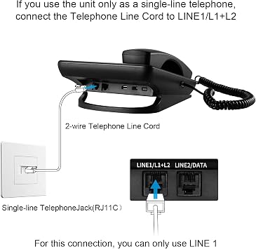 Ornin 2-Line Corded Telephone Systems for Small Business and House, Desk Phone Only (Black)