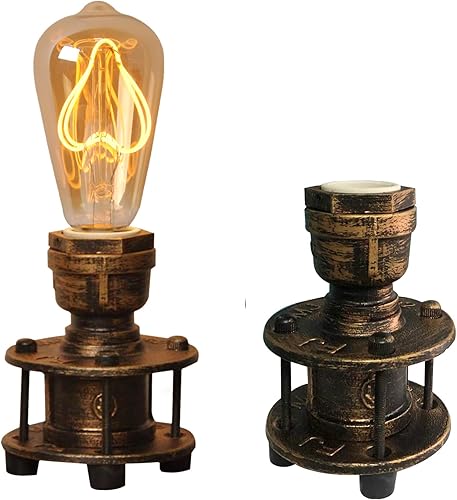 Base de lámpara de mesa industrial para dormitorio, pequeñas lámparas de mesita de noche, lámparas de escritorio estilo vintage, rústicas, estilo