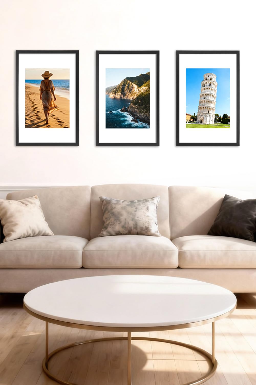 Cornice 40x60 Set da 3 con Passepartout, Cornici Nere 60x40 cm da Parete Orizzontale/Verticale, Adatte per Foto, Diploma, Poster e Quadri, portafoto picture photo frames