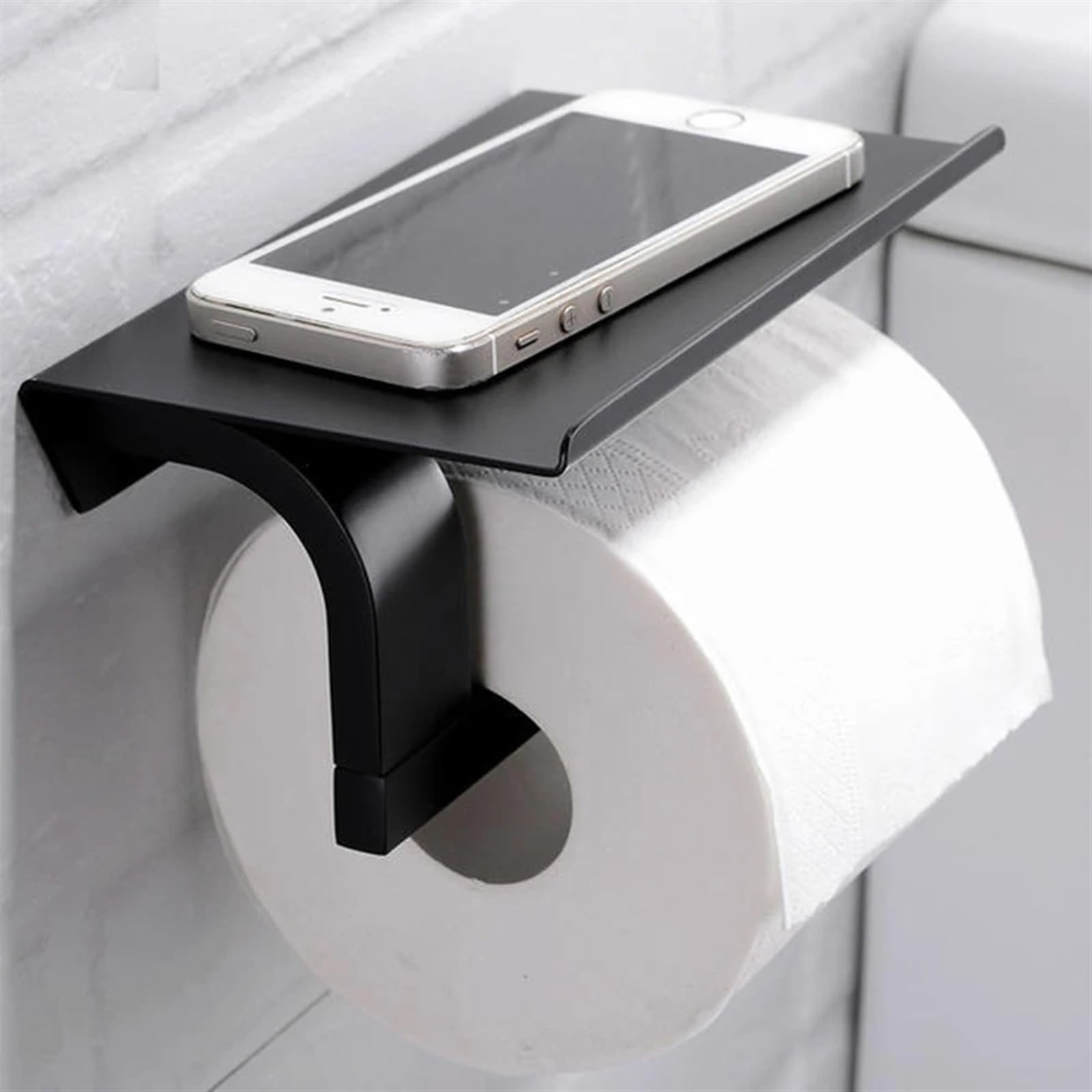 Stały uchwyt na papier toaletowy, Toilet Paper Holder With Shelf Wall Mount Stainless Steel Multicolor(Chrome Polish)