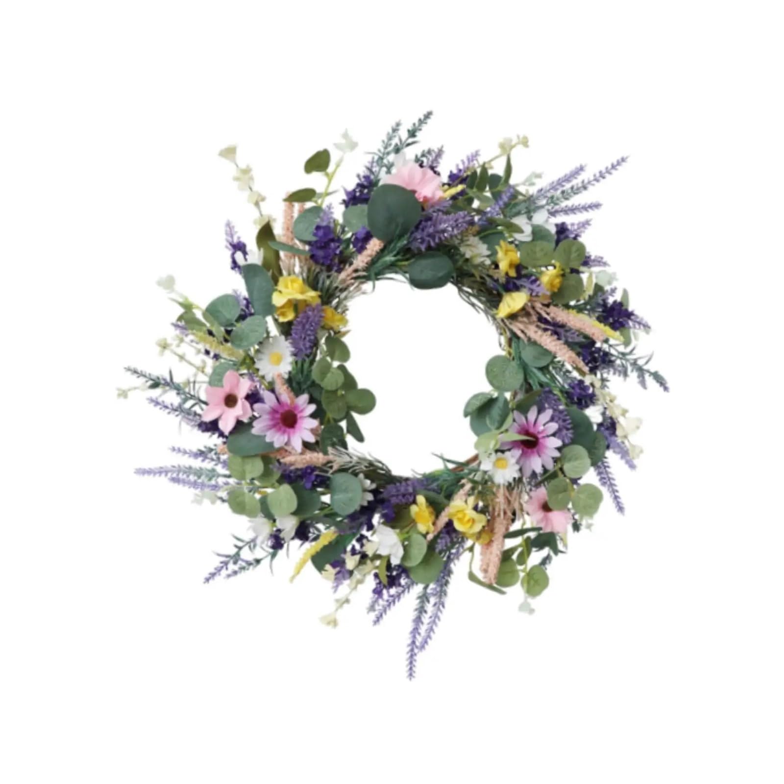 Summer Wreaths For Front Door Lavender Flower Wreath Artificial 19 Inch Rustic For Front Door Spring Summer For Celebration Wall Wedding Farmhouse Holiday