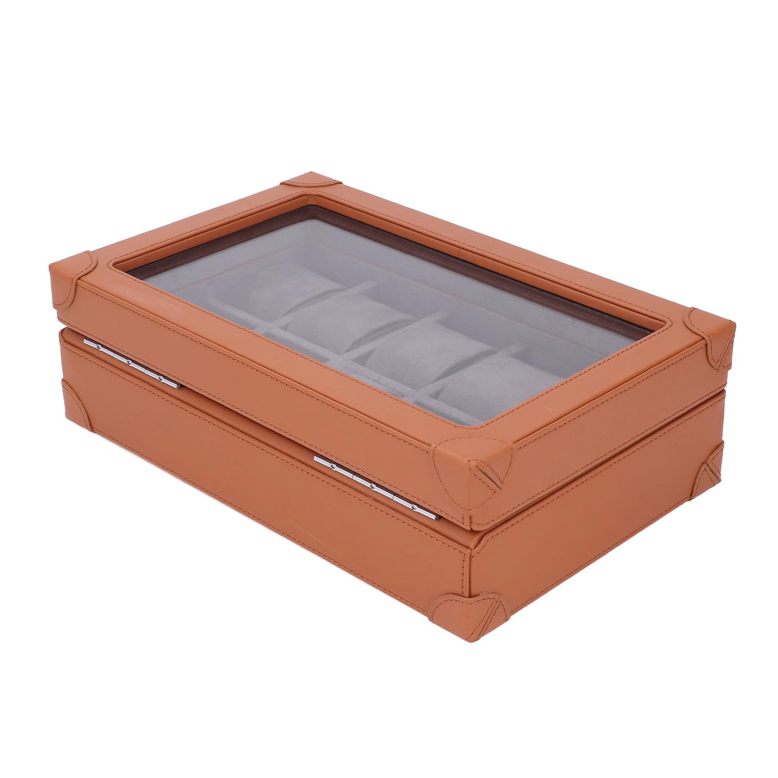 Cocoarm Organizador de Soporte para Relojes, Caja de Reloj de Cuero de Súper Fibra con Ventana de Vidrio, Estuche de Almacenamiento de 10 Ranuras con Forro de Terciopelo para Exhibición en el Hogar,