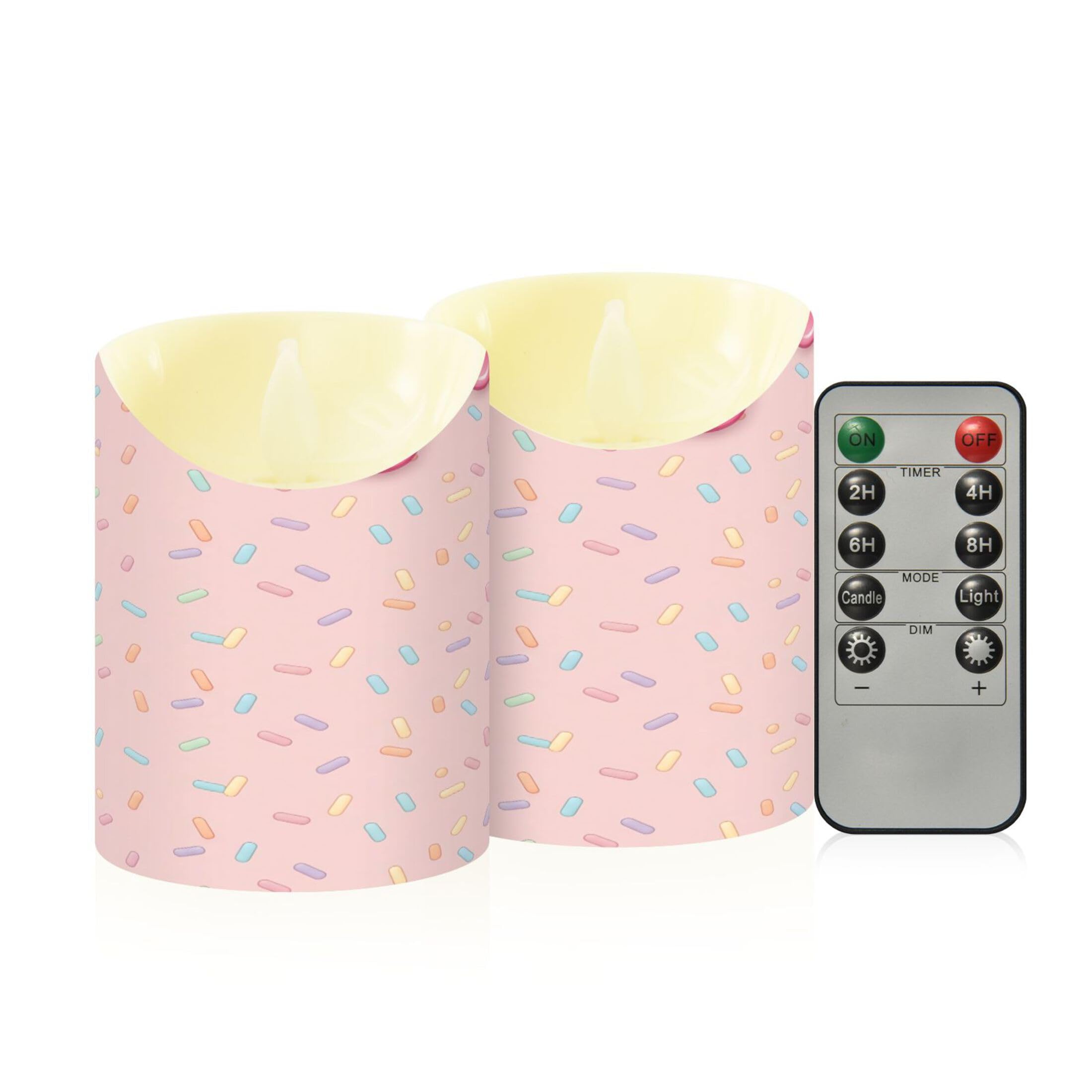 Kutsu Ice Cream Dripping Flameless Candles Set of 2, Battery Operated LED Flickering Candles with Remote and Timer, Plastic Pillar Candles for Home Wedding Decor