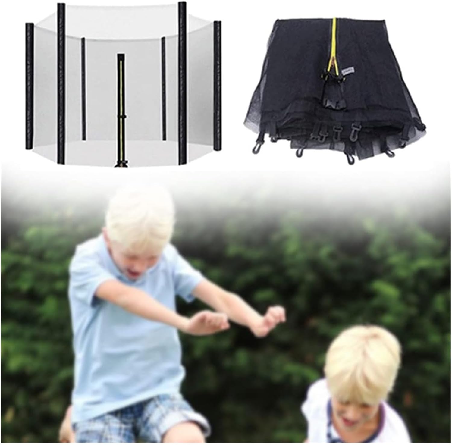 Trampoline Net Replacement 6ft 8ft 10ft 12ft 13ft 14ft 16ft for Garden Outdoortrampolines, Safety Enclosure Netting Easy Assemble, No Pole