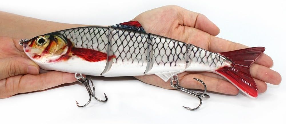 Sfeexun Lifelike 4 Segment Big Swimbaits for Bass Sinking Fishing Bass Lures Artificial Hard Bait Swimbait for Fishing, Great for Fisherman Dad Gift Style 5 (8.85 inches L 4.76oz) : Sports & Outdoors